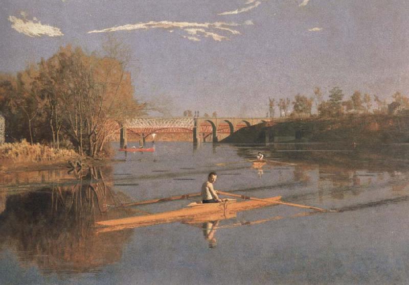 Thomas Eakins max schmitt in a single scull oil painting picture